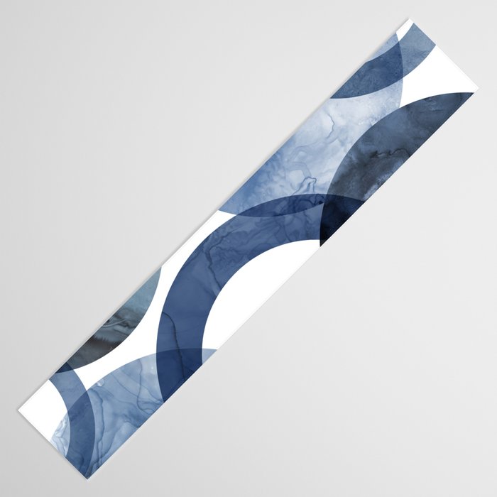 Mid Century Modern Abstract Shapes Navy Blue Table Runner Gallery Image 3