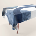 Mid Century Modern Abstract Shapes Navy Blue Tablecloth Gallery Image 1