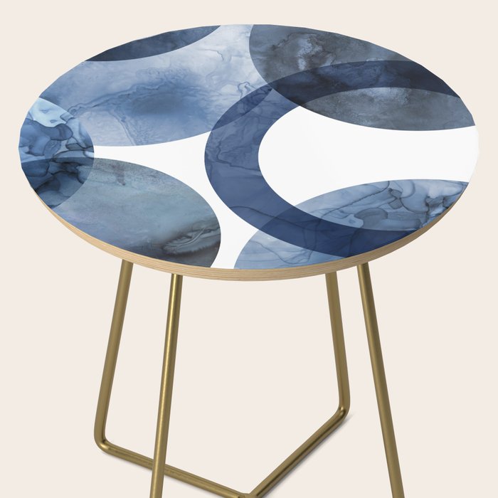 Mid Century Modern Abstract Shapes Navy Blue Side Table Gallery Image 2