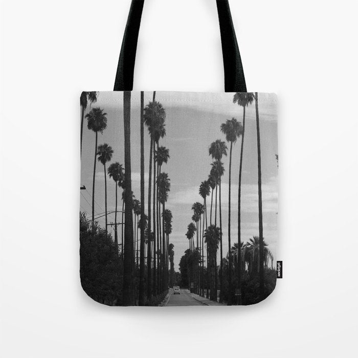 Vintage Black & White California Palm Trees Photo Tote Bag Gallery Image 1
