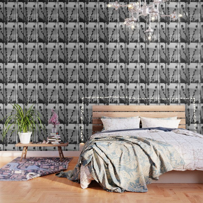 Vintage Black & White California Palm Trees Photo Wallpaper Gallery Image 3