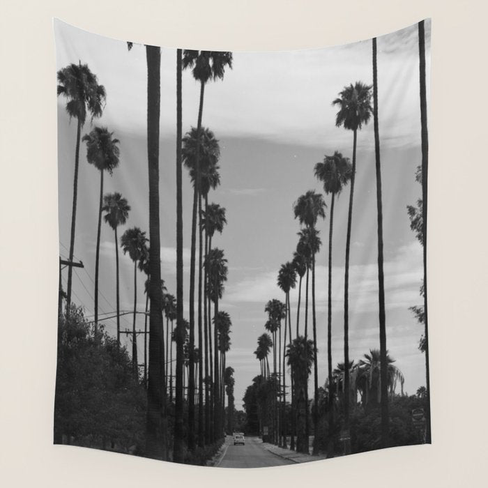 Vintage Black & White California Palm Trees Photo Wall Tapestry Gallery Image 4