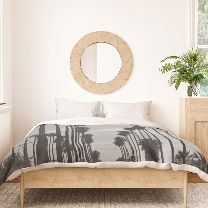 Vintage Black & White California Palm Trees Photo Duvet Cover Gallery Image 3