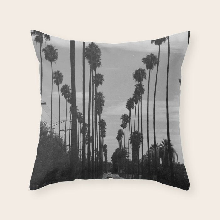 Vintage Black & White California Palm Trees Photo Throw Pillow Gallery Image 6