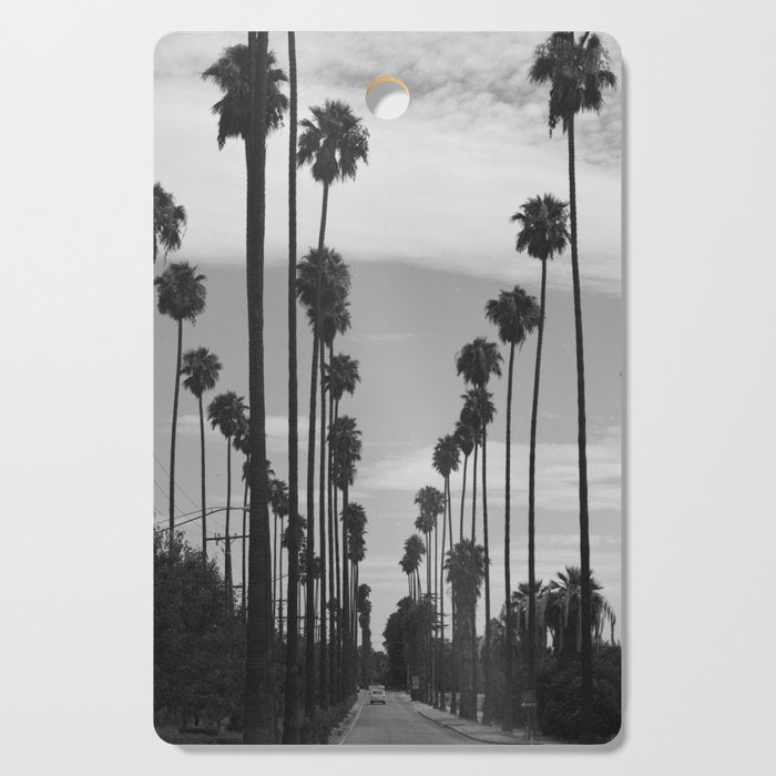 Vintage Black & White California Palm Trees Photo Cutting Board Gallery Image 1