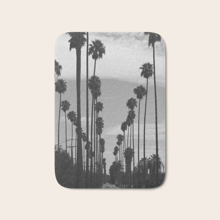 Vintage Black & White California Palm Trees Photo Bath Mat Gallery Image 1