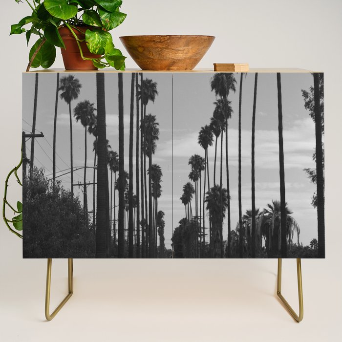 Vintage Black & White California Palm Trees Photo Credenza Gallery Image 1