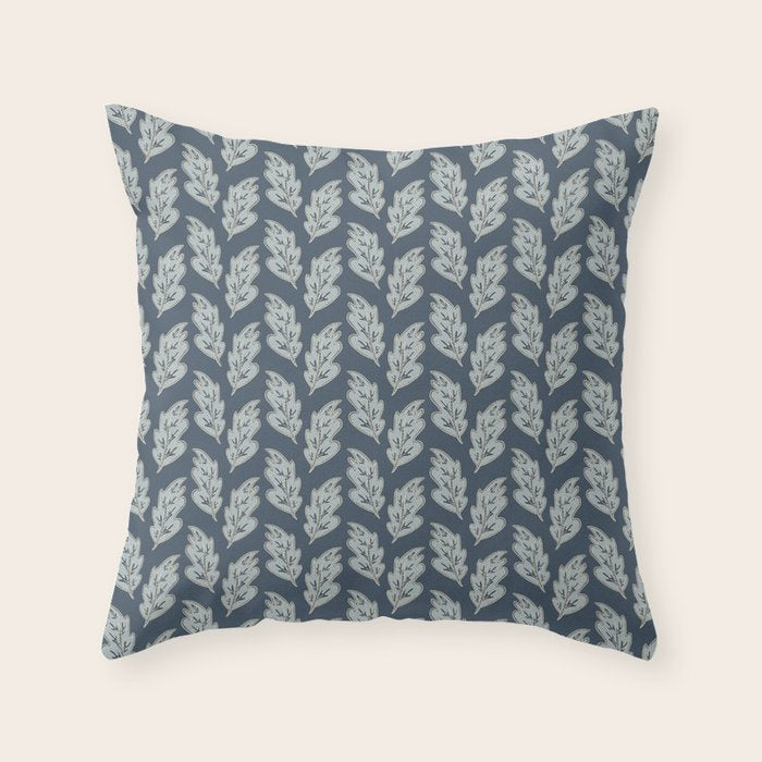 Blue Leaf Throw Pillow Gallery Image 6