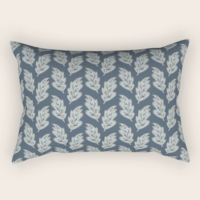 Blue Leaf Rectangular Pillow Gallery Image 2