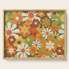 70's Retro Flowers Print Serving Tray Gallery Image 1