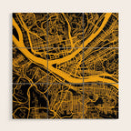 Pittsburgh City Map Pennsylvania 412 Steel City Vintage Maps Print Wood Wall Art Gallery Image 1