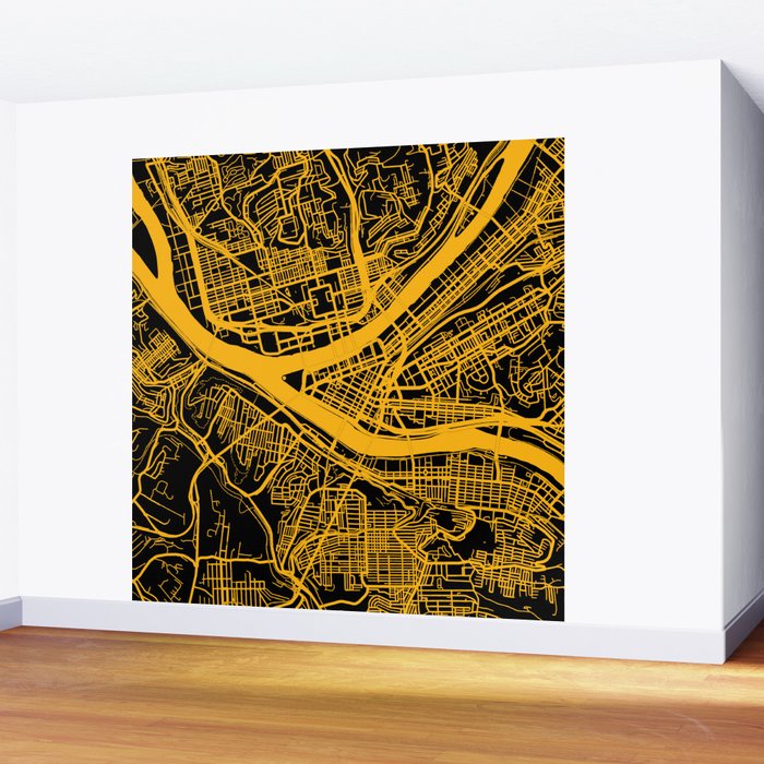 Pittsburgh City Map Pennsylvania 412 Steel City Vintage Maps Print Wall Mural Gallery Image 2