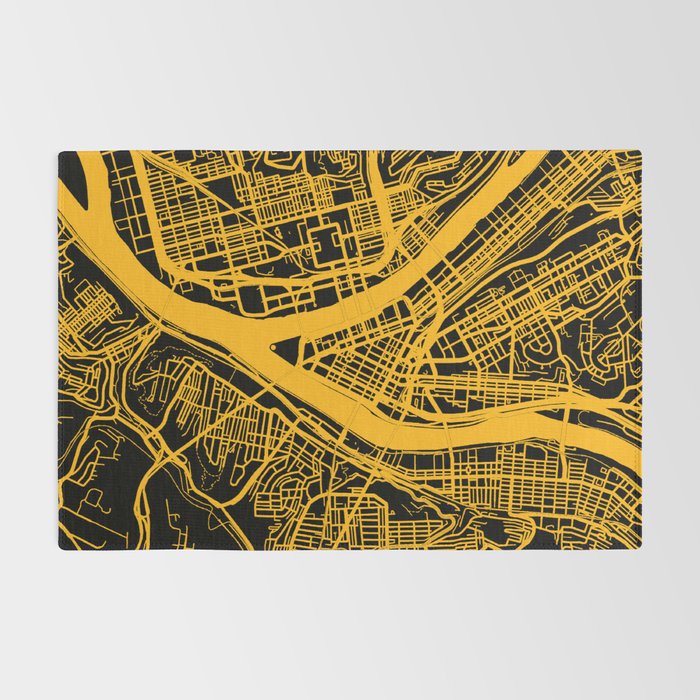 Pittsburgh City Map Pennsylvania 412 Steel City Vintage Maps Print Rug Gallery Image 2