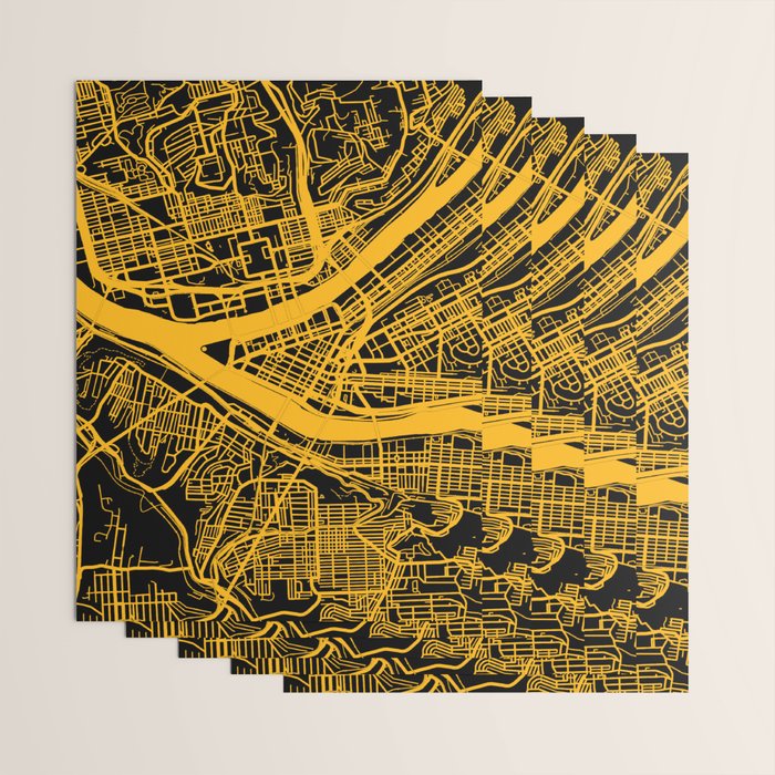 Pittsburgh City Map Pennsylvania 412 Steel City Vintage Maps Print Wrapping Paper Gallery Image 3