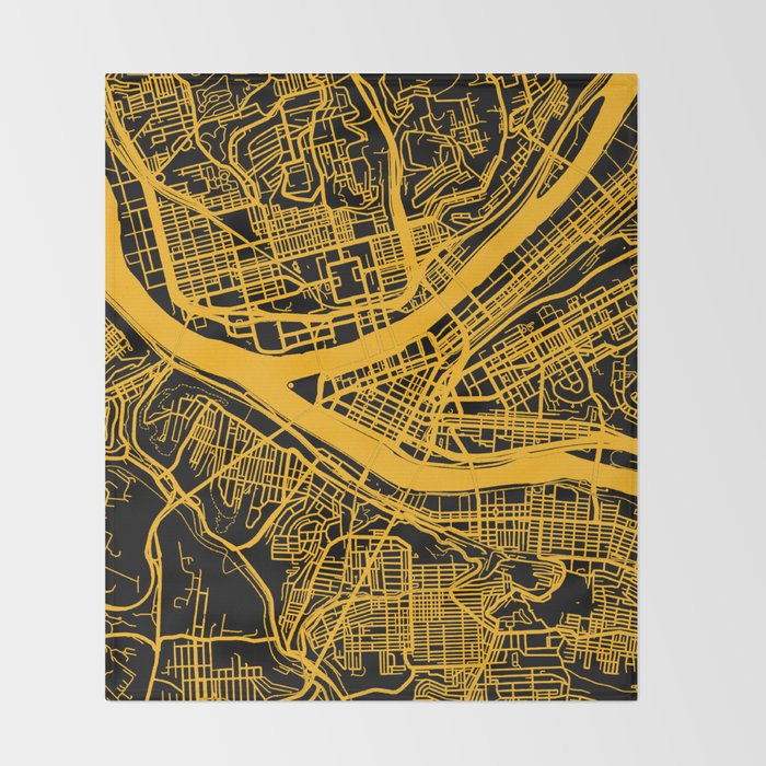 Pittsburgh City Map Pennsylvania 412 Steel City Vintage Maps Print Throw Blanket Gallery Image 2