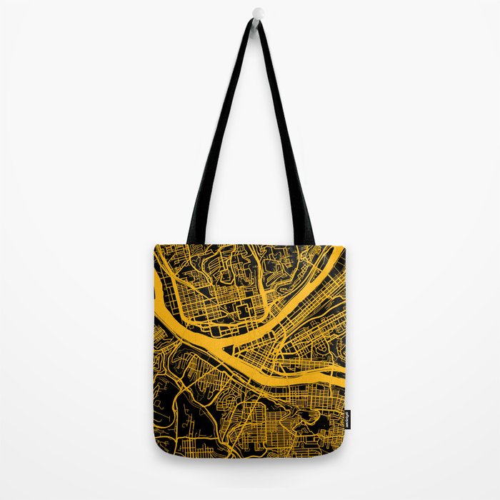 Pittsburgh City Map Pennsylvania 412 Steel City Vintage Maps Print Tote Bag Gallery Image 2