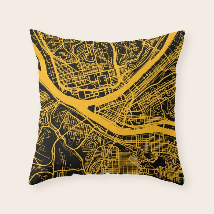 Pittsburgh City Map Pennsylvania 412 Steel City Vintage Maps Print Throw Pillow Gallery Image 6
