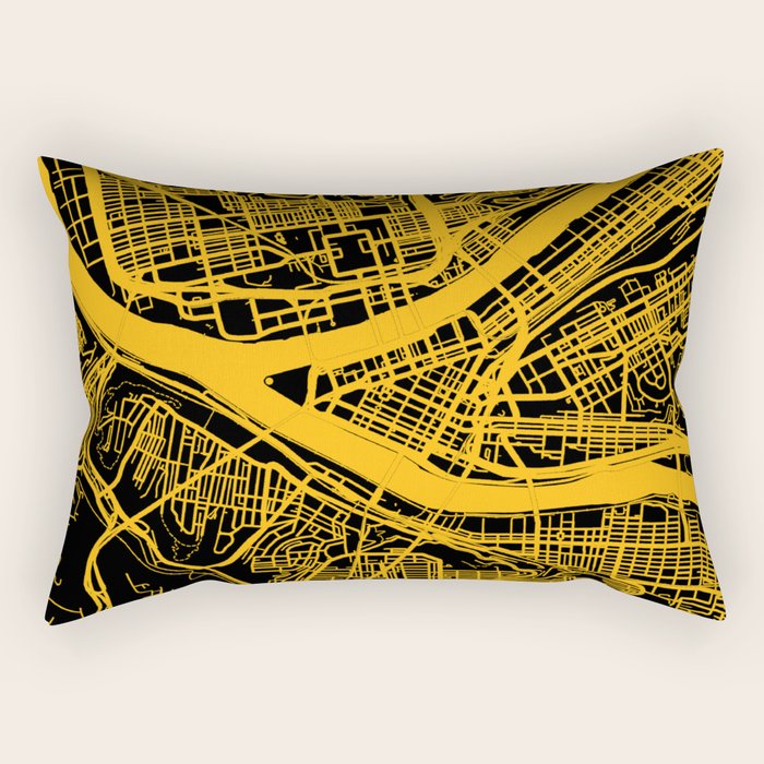 Pittsburgh City Map Pennsylvania 412 Steel City Vintage Maps Print Rectangular Pillow Gallery Image 1