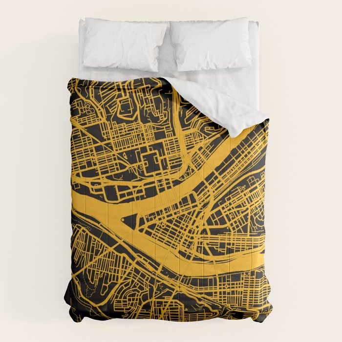 Pittsburgh City Map Pennsylvania 412 Steel City Vintage Maps Print Comforter Gallery Image 6