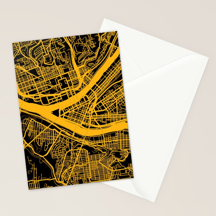 Pittsburgh City Map Pennsylvania 412 Steel City Vintage Maps Print Stationery Card Gallery Image 2