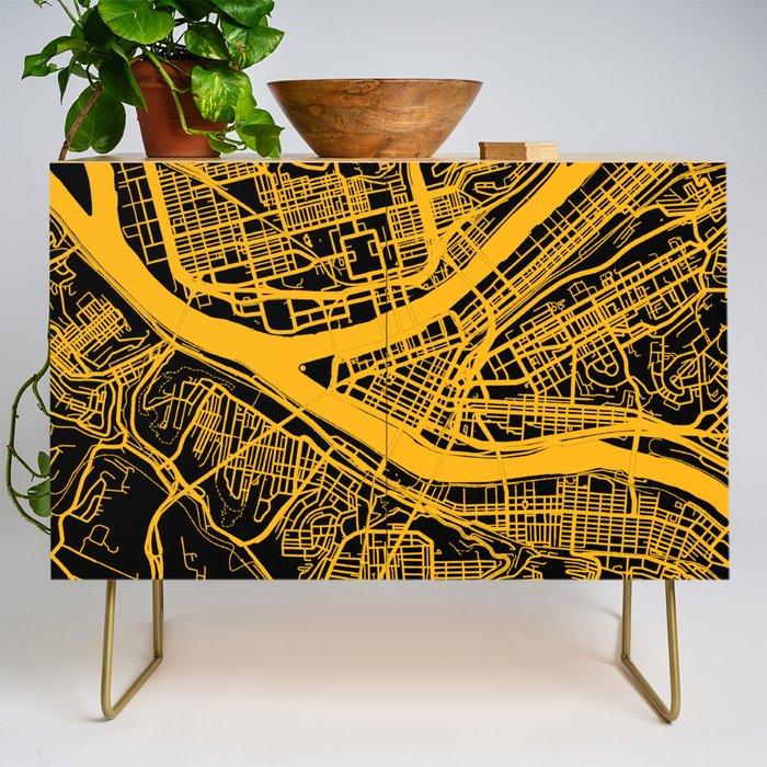 Pittsburgh City Map Pennsylvania 412 Steel City Vintage Maps Print Credenza Gallery Image 1