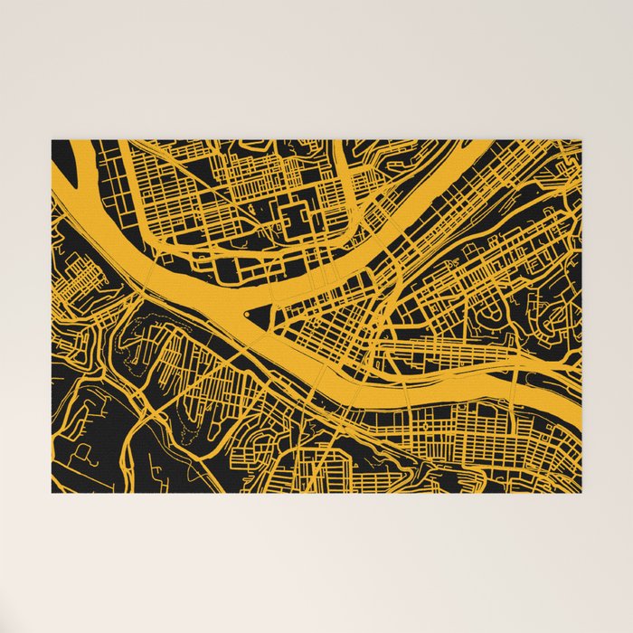 Pittsburgh City Map Pennsylvania 412 Steel City Vintage Maps Print Welcome Mat Gallery Image 1