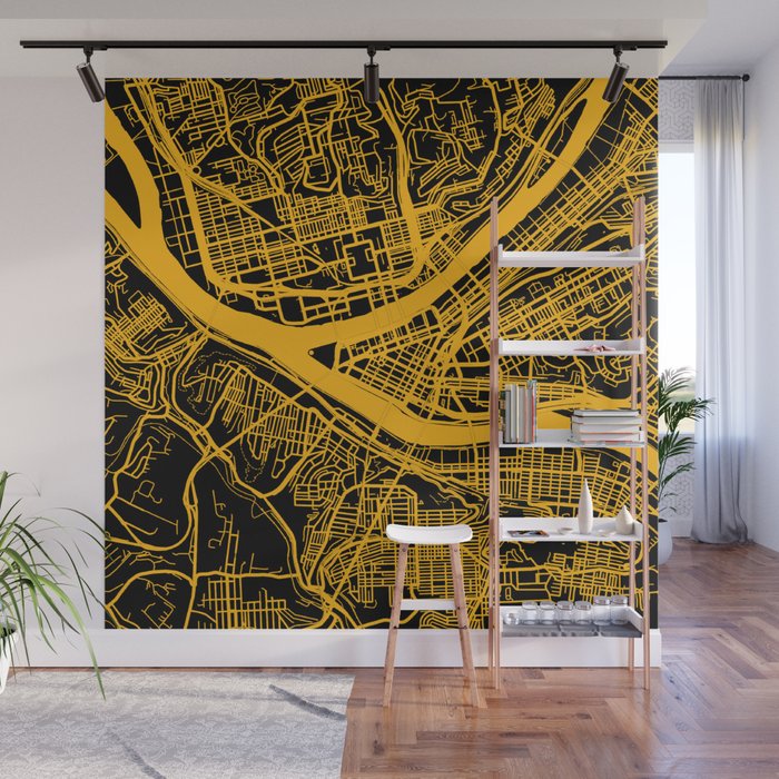 Pittsburgh City Map Pennsylvania 412 Steel City Vintage Maps Print Wall Mural Gallery Image 1
