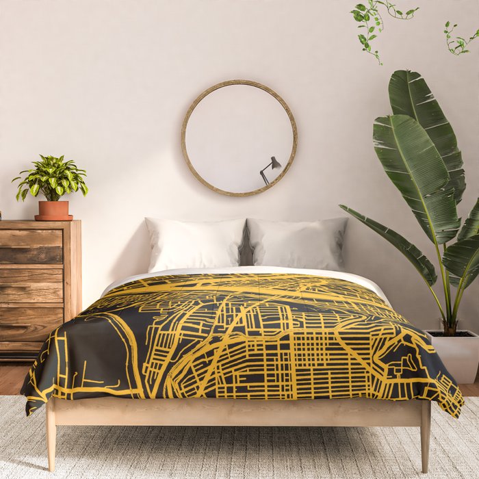 Pittsburgh City Map Pennsylvania 412 Steel City Vintage Maps Print Comforter Gallery Image 3