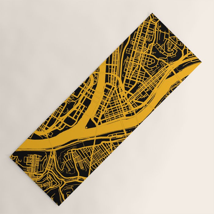 Pittsburgh City Map Pennsylvania 412 Steel City Vintage Maps Print Yoga Mat Gallery Image 1