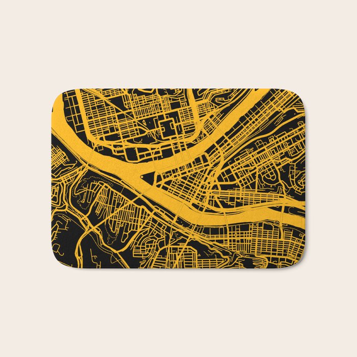 Pittsburgh City Map Pennsylvania 412 Steel City Vintage Maps Print Bath Mat Gallery Image 1