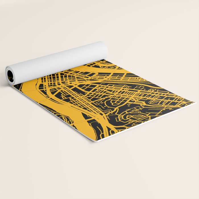 Pittsburgh City Map Pennsylvania 412 Steel City Vintage Maps Print Yoga Mat Gallery Image 2