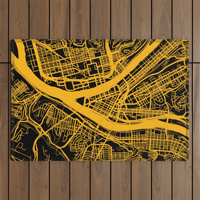 Pittsburgh City Map Pennsylvania 412 Steel City Vintage Maps Print Outdoor Rug Gallery Image 1