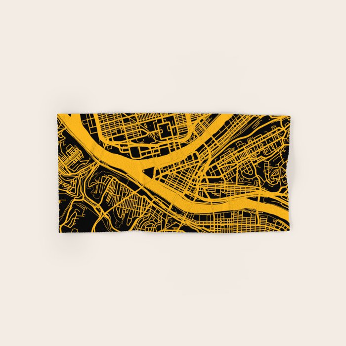 Pittsburgh City Map Pennsylvania 412 Steel City Vintage Maps Print Bath Towel Gallery Image 1