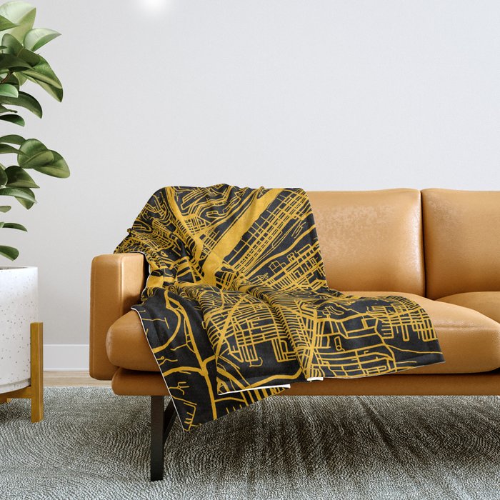 Pittsburgh City Map Pennsylvania 412 Steel City Vintage Maps Print Throw Blanket Gallery Image 1