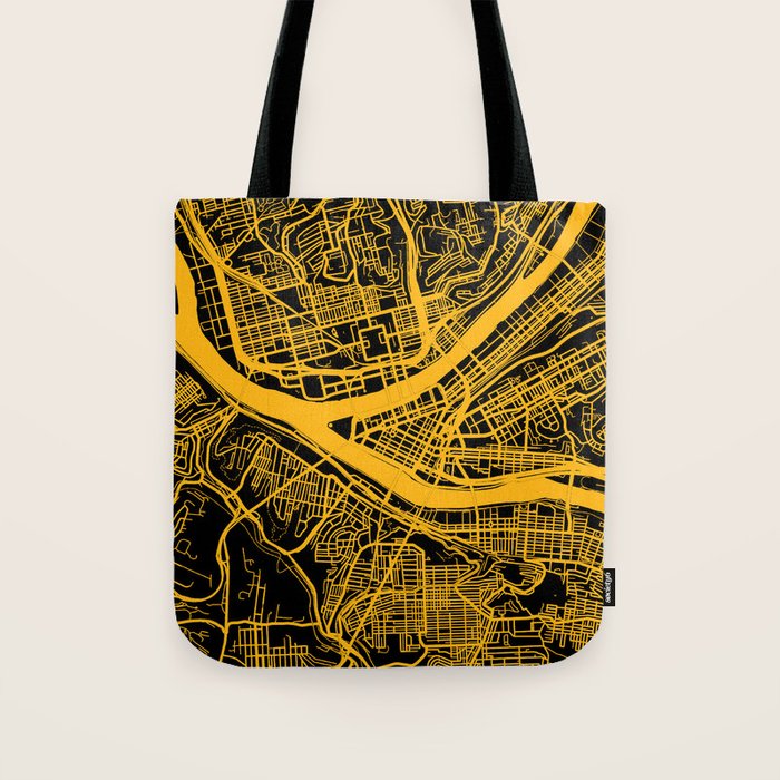 Pittsburgh City Map Pennsylvania 412 Steel City Vintage Maps Print Tote Bag Gallery Image 1