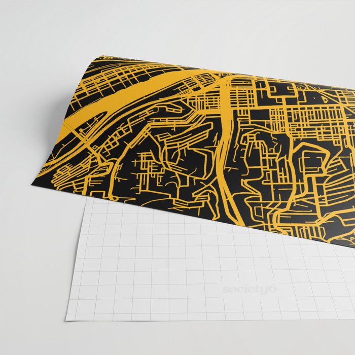 Pittsburgh City Map Pennsylvania 412 Steel City Vintage Maps Print Wrapping Paper Gallery Image 2