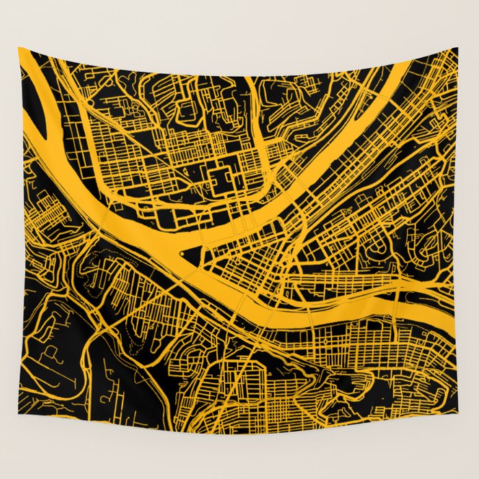 Pittsburgh City Map Pennsylvania 412 Steel City Vintage Maps Print Wall Tapestry Gallery Image 4