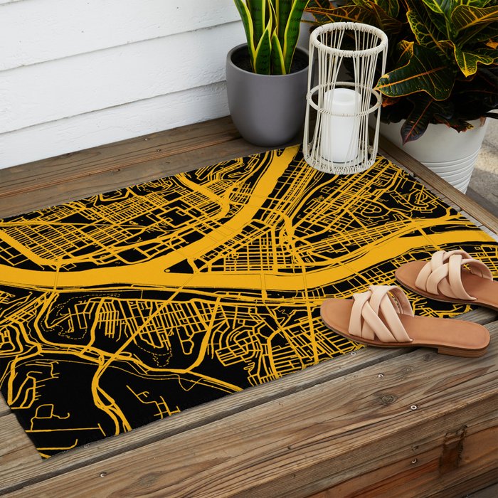Pittsburgh City Map Pennsylvania 412 Steel City Vintage Maps Print Outdoor Rug Gallery Image 2
