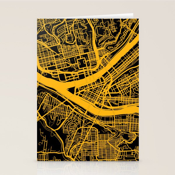 Pittsburgh City Map Pennsylvania 412 Steel City Vintage Maps Print Stationery Card Gallery Image 2