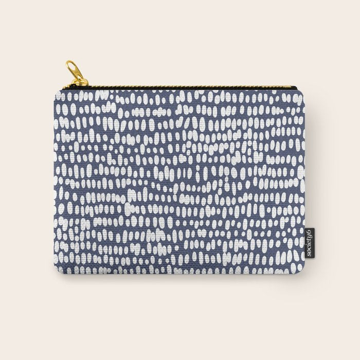 Spotted Preppy Dots Abstract in Navy Blue Carry All Pouch Gallery Image 1
