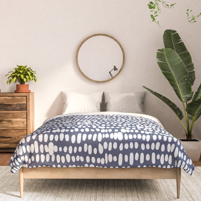 Spotted Preppy Dots Abstract in Navy Blue Comforter Gallery Image 3