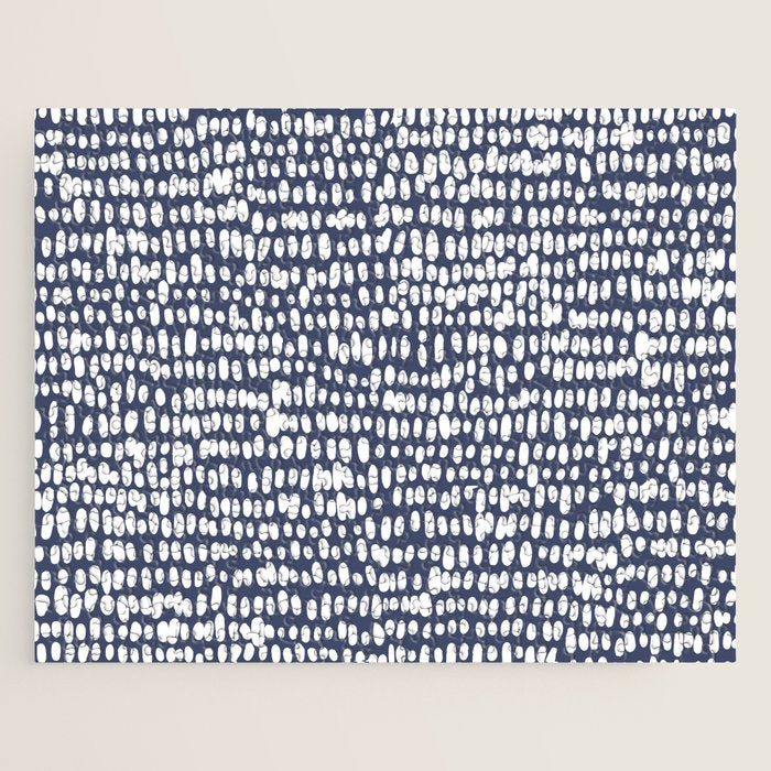 Spotted Preppy Dots Abstract in Navy Blue Jigsaw Puzzle Gallery Image 1