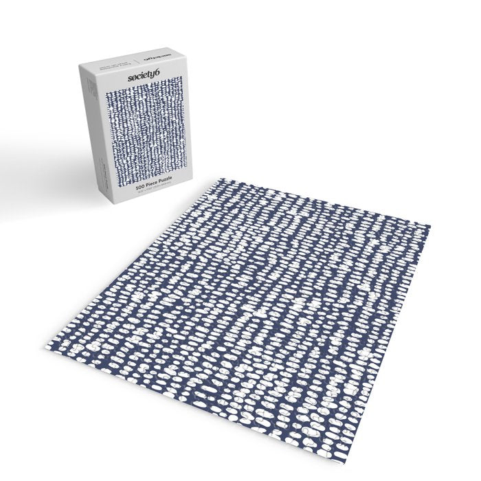 Spotted Preppy Dots Abstract in Navy Blue Jigsaw Puzzle Gallery Image 2