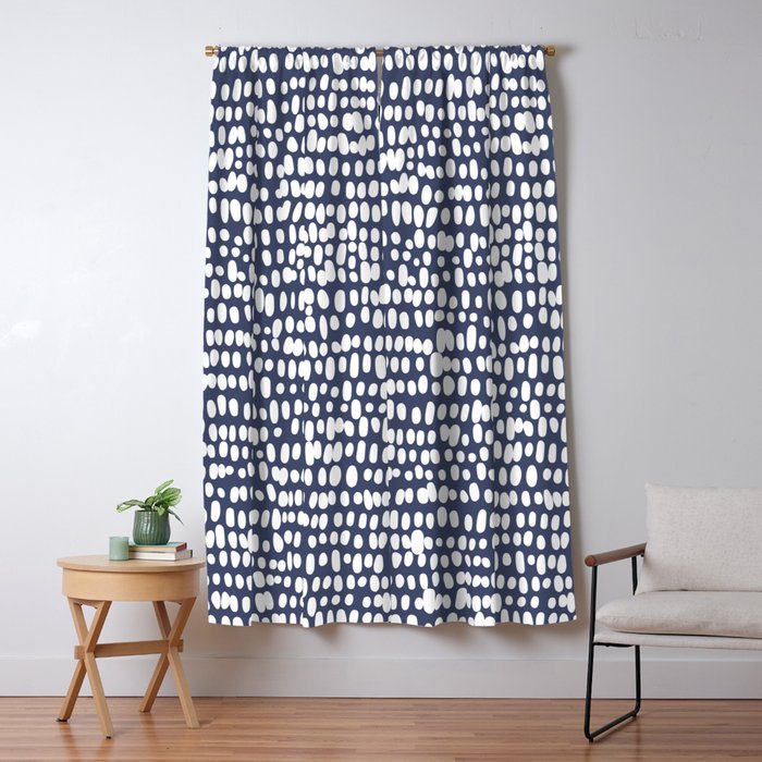 Spotted Preppy Dots Abstract in Navy Blue Window Curtain Gallery Image 5