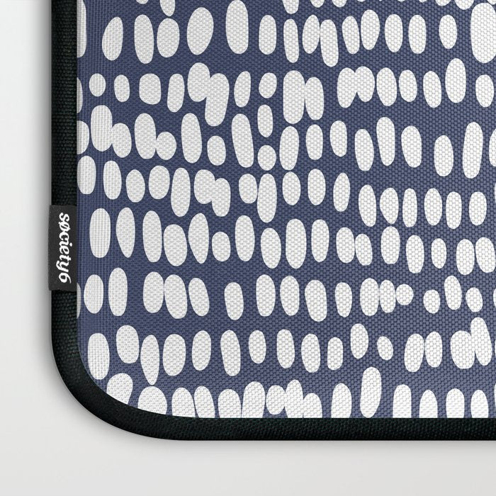 Spotted Preppy Dots Abstract in Navy Blue Laptop Sleeve Gallery Image 3