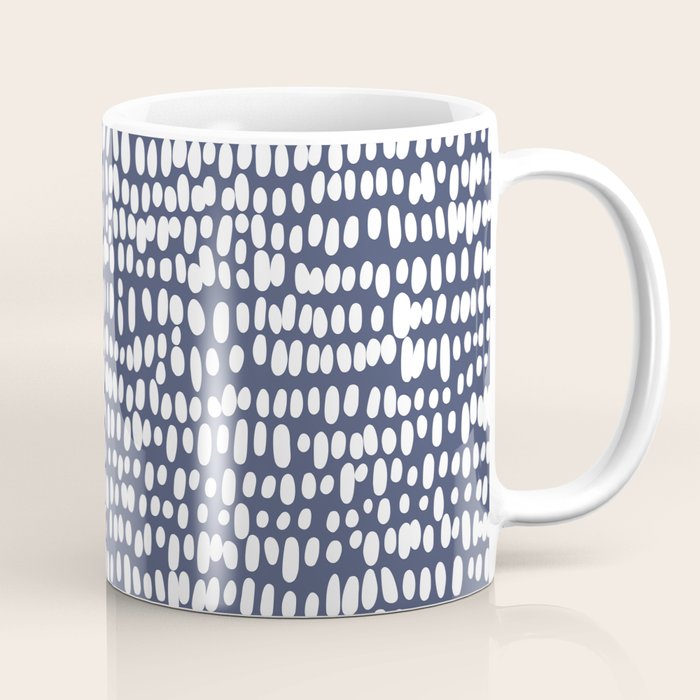 Spotted Preppy Dots Abstract in Navy Blue Coffee Mug Gallery Image 1