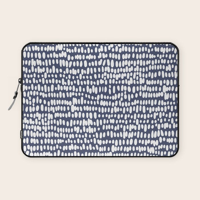 Spotted Preppy Dots Abstract in Navy Blue Laptop Sleeve Gallery Image 1