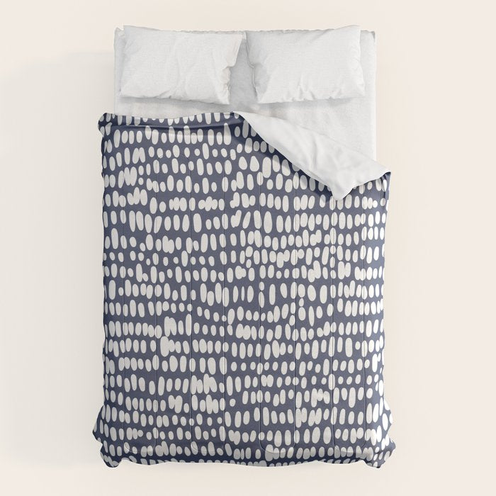 Spotted Preppy Dots Abstract in Navy Blue Comforter Gallery Image 1