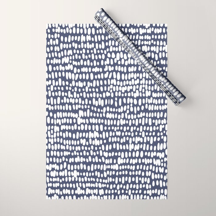 Spotted Preppy Dots Abstract in Navy Blue Wrapping Paper Gallery Image 1