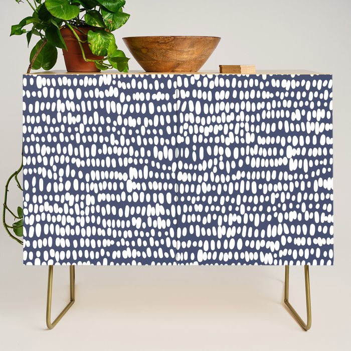 Spotted Preppy Dots Abstract in Navy Blue Credenza Gallery Image 1